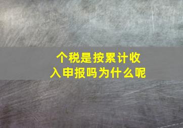 个税是按累计收入申报吗为什么呢