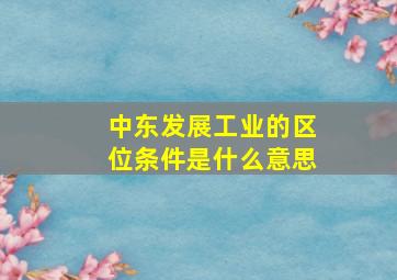 中东发展工业的区位条件是什么意思