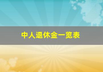 中人退休金一览表