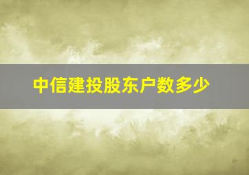 中信建投股东户数多少