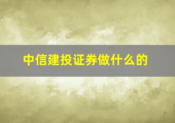 中信建投证券做什么的