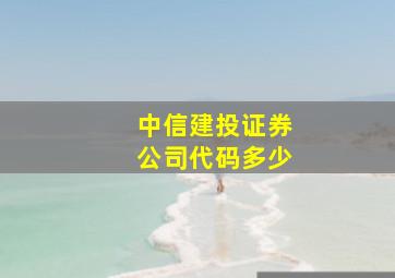 中信建投证券公司代码多少