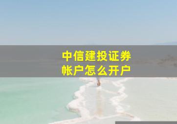 中信建投证券帐户怎么开户