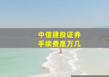 中信建投证券手续费是万几