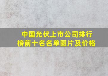 中国光伏上市公司排行榜前十名名单图片及价格