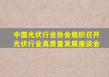 中国光伏行业协会组织召开光伏行业高质量发展座谈会