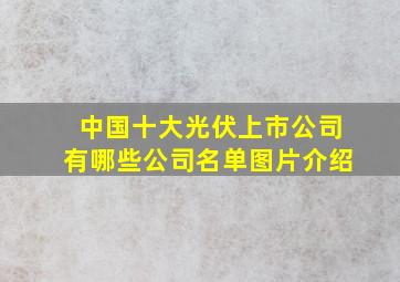 中国十大光伏上市公司有哪些公司名单图片介绍