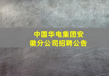 中国华电集团安徽分公司招聘公告