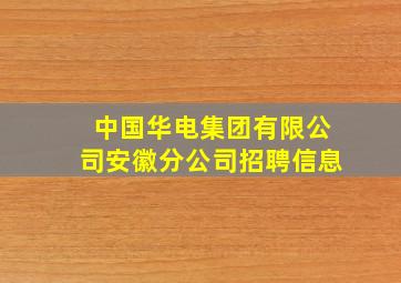 中国华电集团有限公司安徽分公司招聘信息