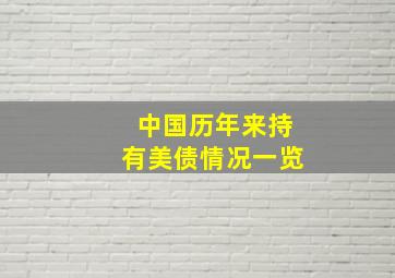 中国历年来持有美债情况一览