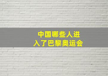 中国哪些人进入了巴黎奥运会