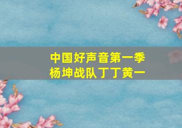 中国好声音第一季杨坤战队丁丁黄一