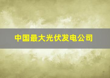 中国最大光伏发电公司