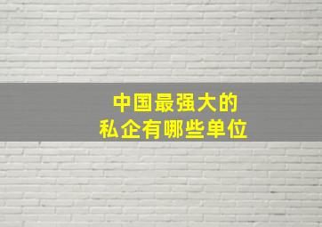 中国最强大的私企有哪些单位