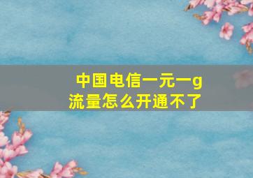 中国电信一元一g流量怎么开通不了