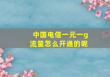 中国电信一元一g流量怎么开通的呢