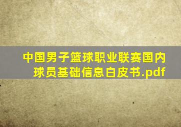 中国男子篮球职业联赛国内球员基础信息白皮书.pdf