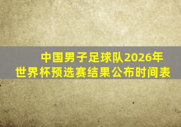 中国男子足球队2026年世界杯预选赛结果公布时间表