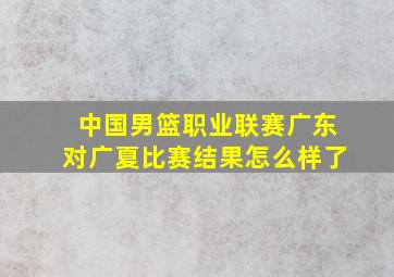 中国男篮职业联赛广东对广夏比赛结果怎么样了