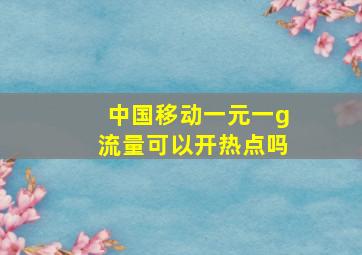 中国移动一元一g流量可以开热点吗