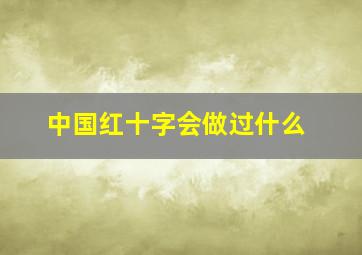 中国红十字会做过什么