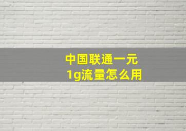 中国联通一元1g流量怎么用