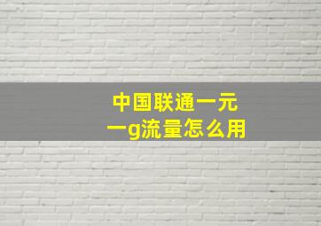 中国联通一元一g流量怎么用