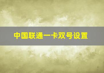 中国联通一卡双号设置