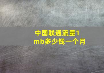 中国联通流量1mb多少钱一个月