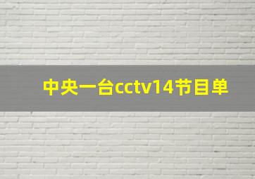 中央一台cctv14节目单