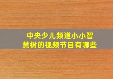 中央少儿频道小小智慧树的视频节目有哪些