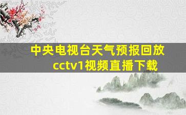 中央电视台天气预报回放cctv1视频直播下载