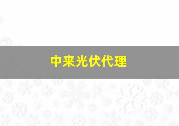 中来光伏代理