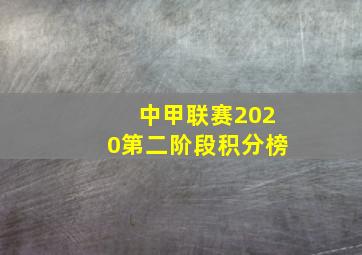 中甲联赛2020第二阶段积分榜