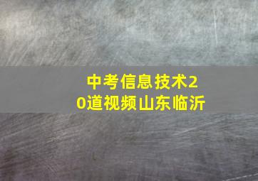 中考信息技术20道视频山东临沂