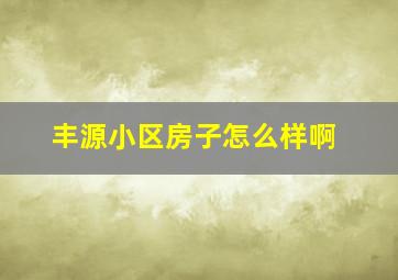 丰源小区房子怎么样啊