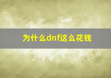 为什么dnf这么花钱