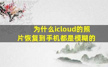 为什么icloud的照片恢复到手机都是模糊的