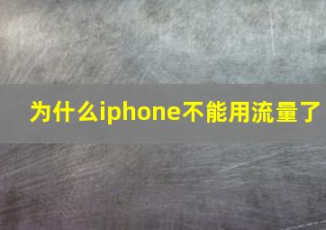 为什么iphone不能用流量了