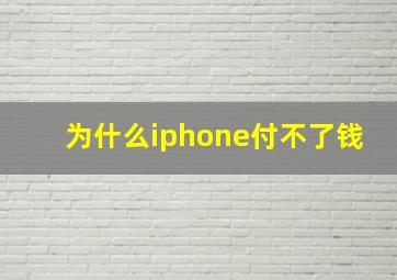 为什么iphone付不了钱