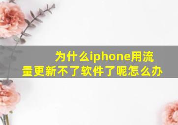 为什么iphone用流量更新不了软件了呢怎么办