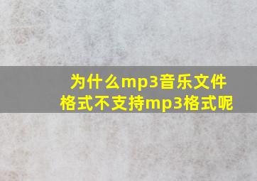 为什么mp3音乐文件格式不支持mp3格式呢