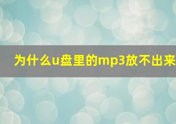 为什么u盘里的mp3放不出来