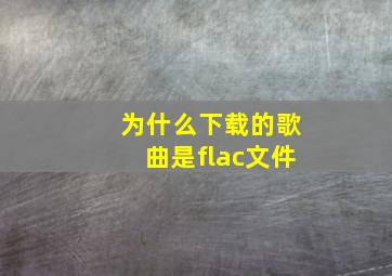 为什么下载的歌曲是flac文件