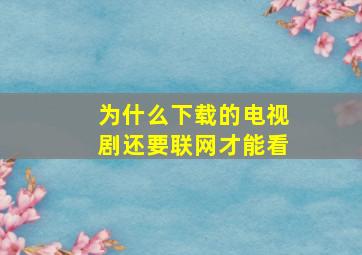 为什么下载的电视剧还要联网才能看