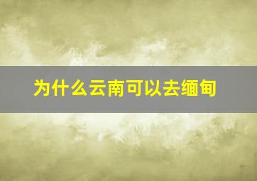 为什么云南可以去缅甸