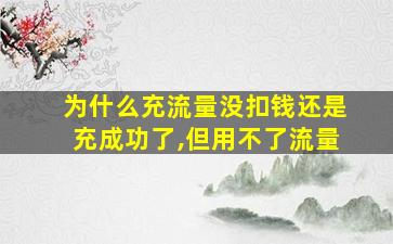 为什么充流量没扣钱还是充成功了,但用不了流量