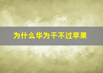 为什么华为干不过苹果