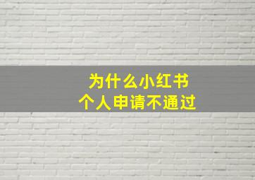 为什么小红书个人申请不通过