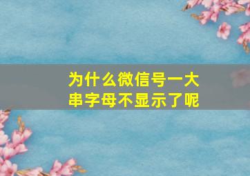 为什么微信号一大串字母不显示了呢